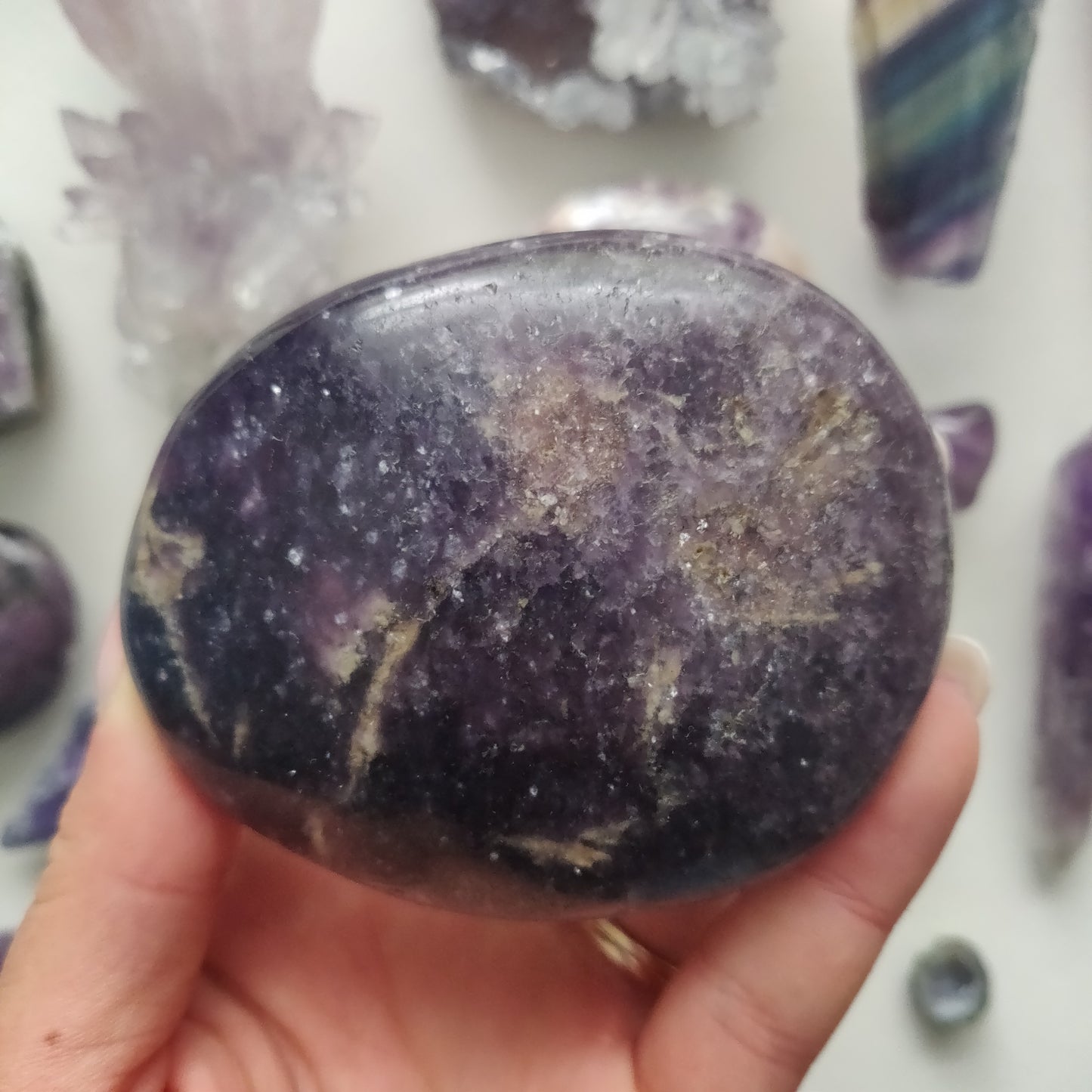 Lepidolite Palm Stone (#14a)