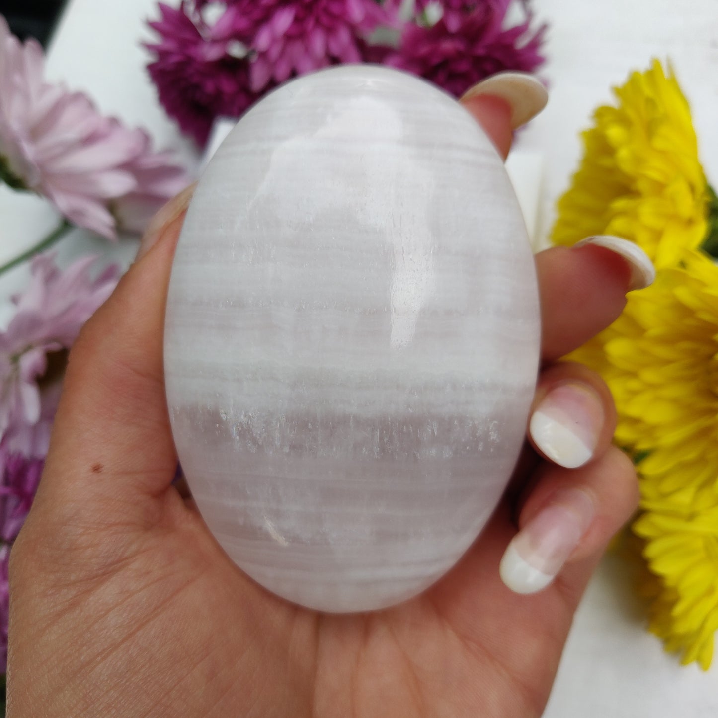 Pink Mangano Calcite Palm Stone (#1) - Simply Affinity