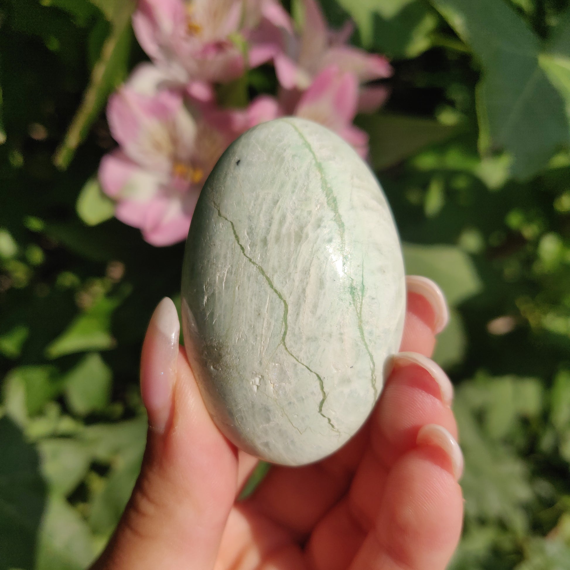 BLUE FLASH Garnierite Palm Stone (#4) - Simply Affinity