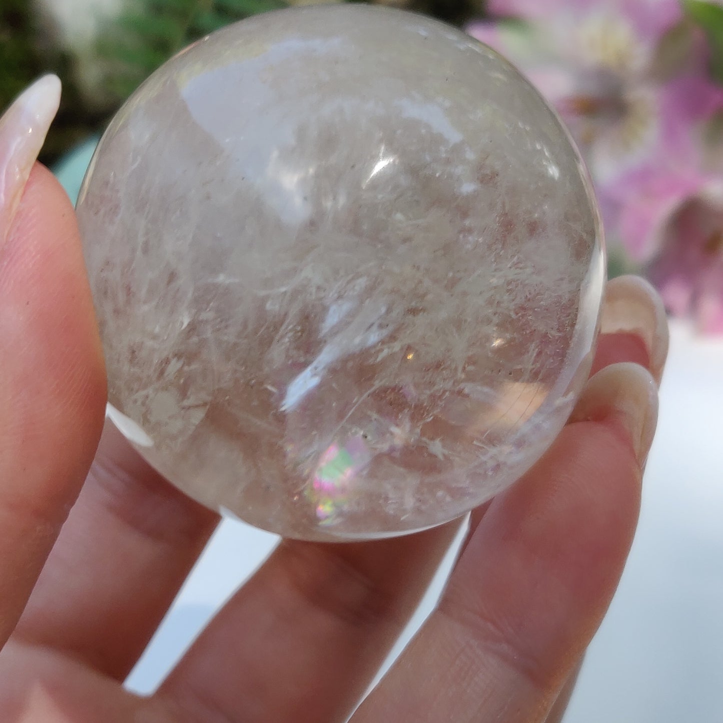 Clear Quartz Sphere with Rainbow Inclusions (#1) - Simply Affinity