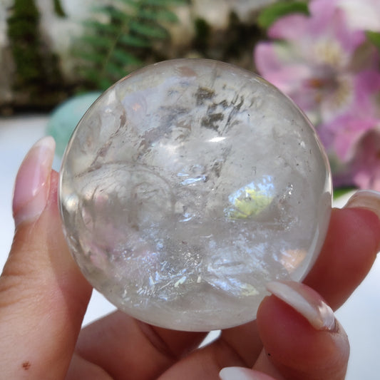 Clear Quartz Sphere with Rainbow Inclusions (#1) - Simply Affinity
