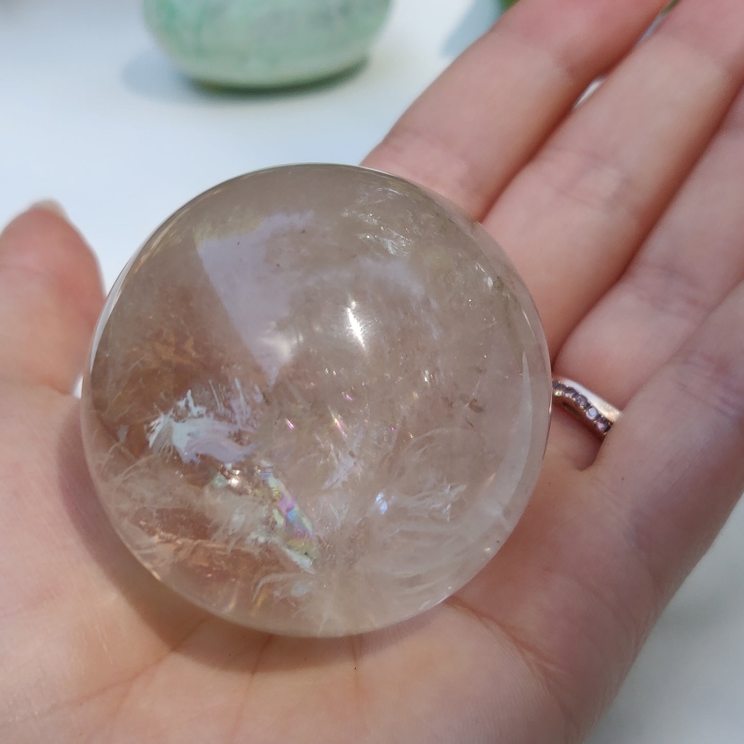 Clear Quartz Sphere with Rainbow Inclusions (#1) - Simply Affinity