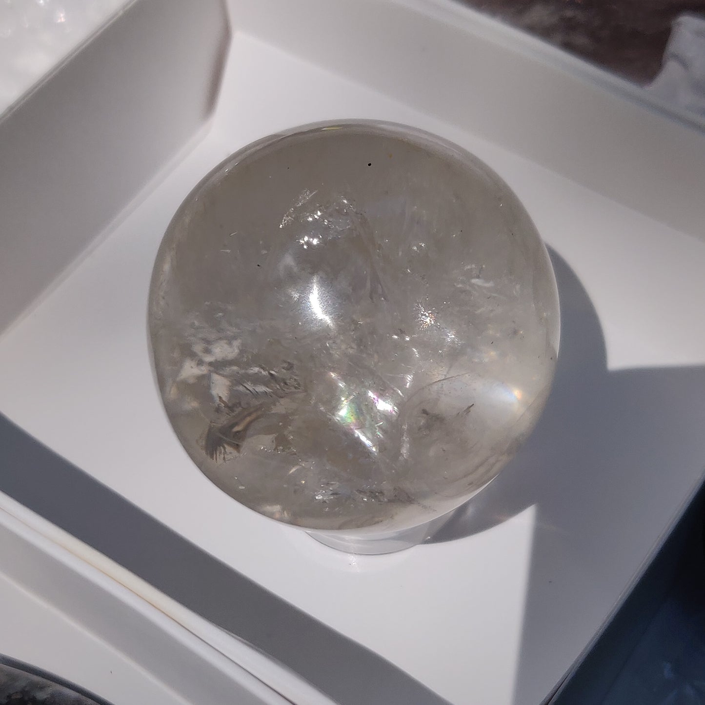 Clear Quartz Sphere with Rainbow Inclusions (#1) - Simply Affinity