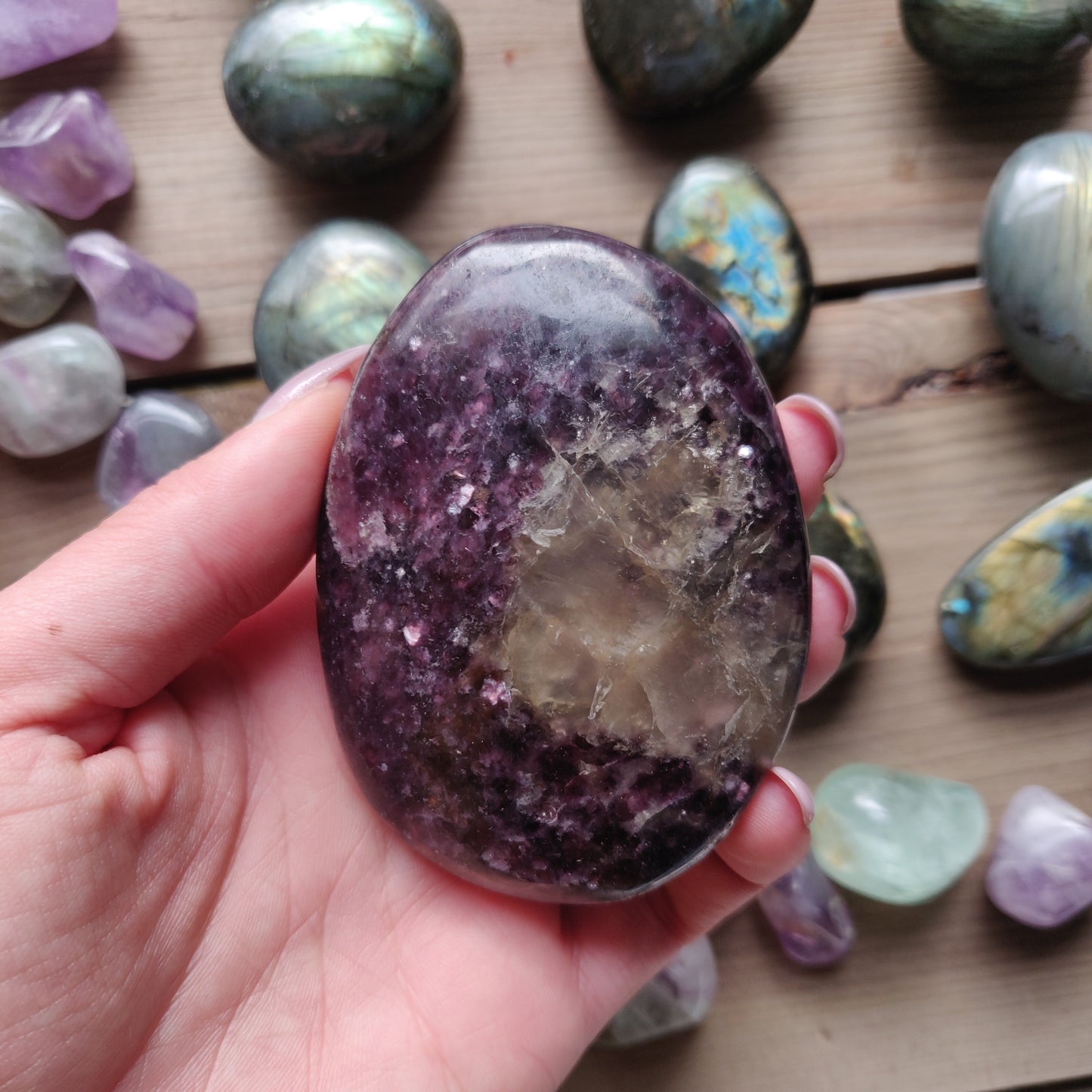 Lepidolite Palm Stone (#14A) - Simply Affinity