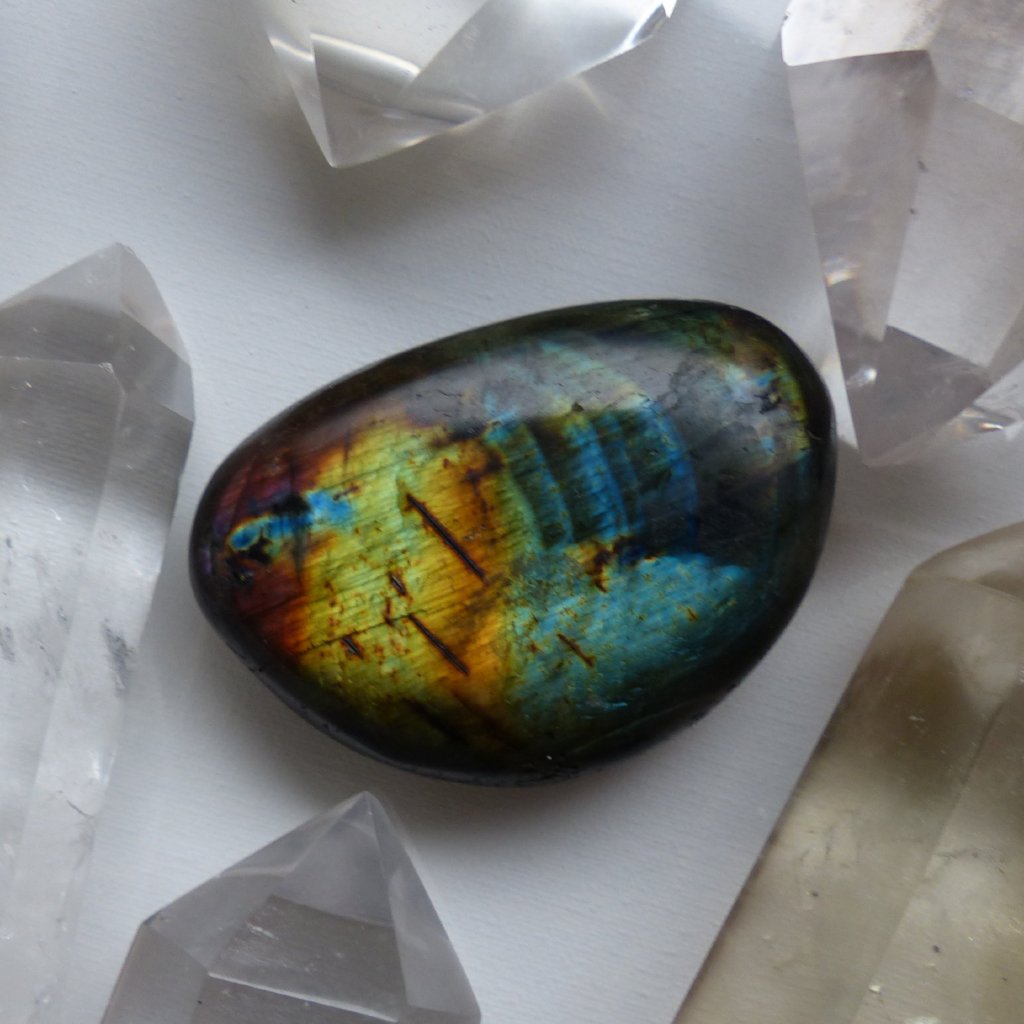 Rainbow Labradorite Palm Stone (#120) - Simply Affinity