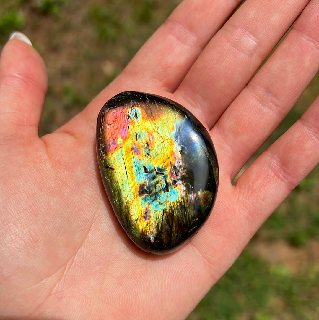 Rainbow Labradorite Palm Stone (#120) - Simply Affinity