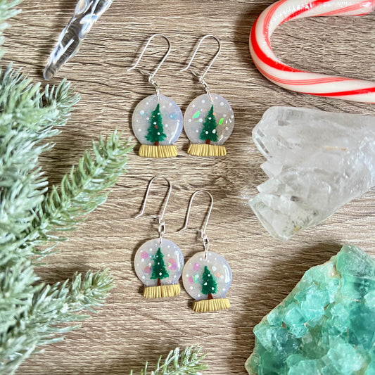 Tree Snow globes - Polymer Clay Earrings - Simply Affinity