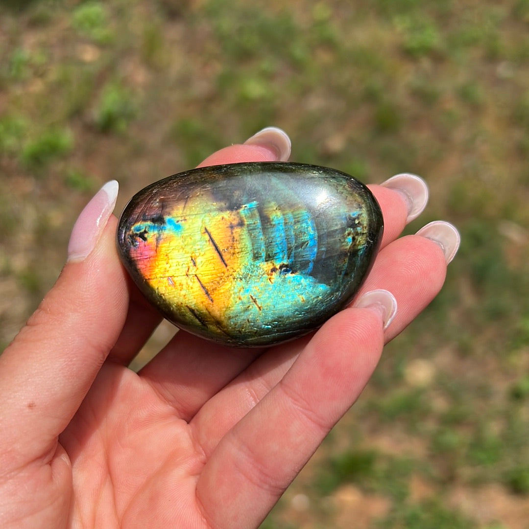 Rainbow Labradorite Palm Stone (#120) - Simply Affinity