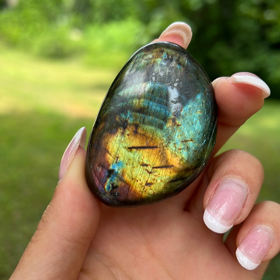 Rainbow Labradorite Palm Stone (#120) - Simply Affinity