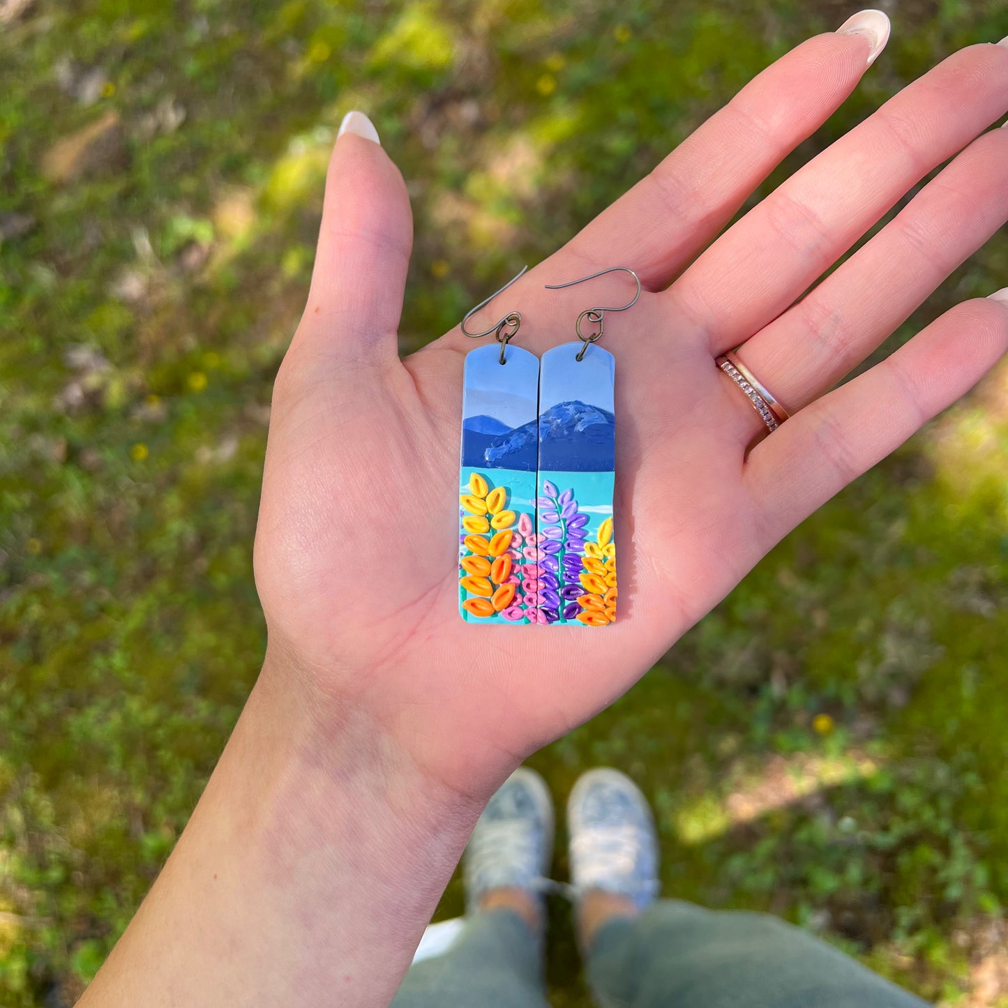 *NEW* Lakeside Floral Rectangle Earrings (OOAK)