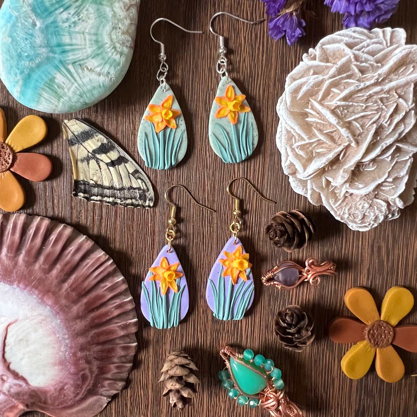 Daffodil Earrings - Hand-Sculpted - Simply Affinity