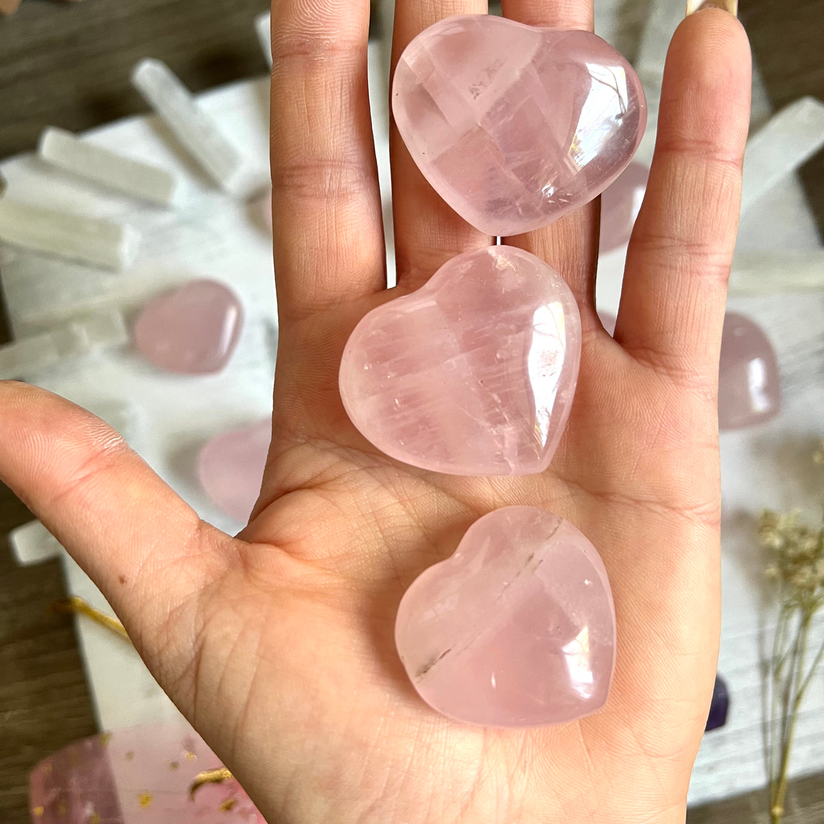 Small rose quartz best sale hearts