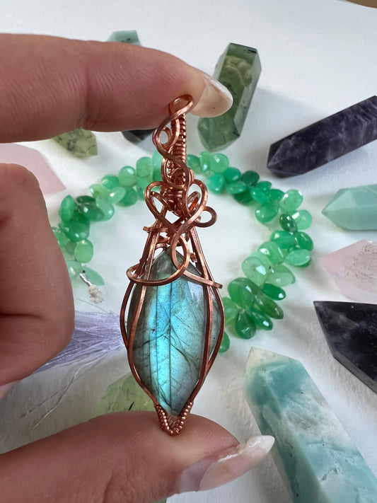 Handmade Wire-Wrapped Labradorite Pendant - Ready to Ship - Simply Affinity