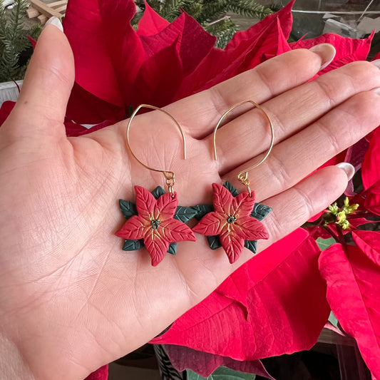 Poinsettia Polymer Clay Earrings - Simply Affinity