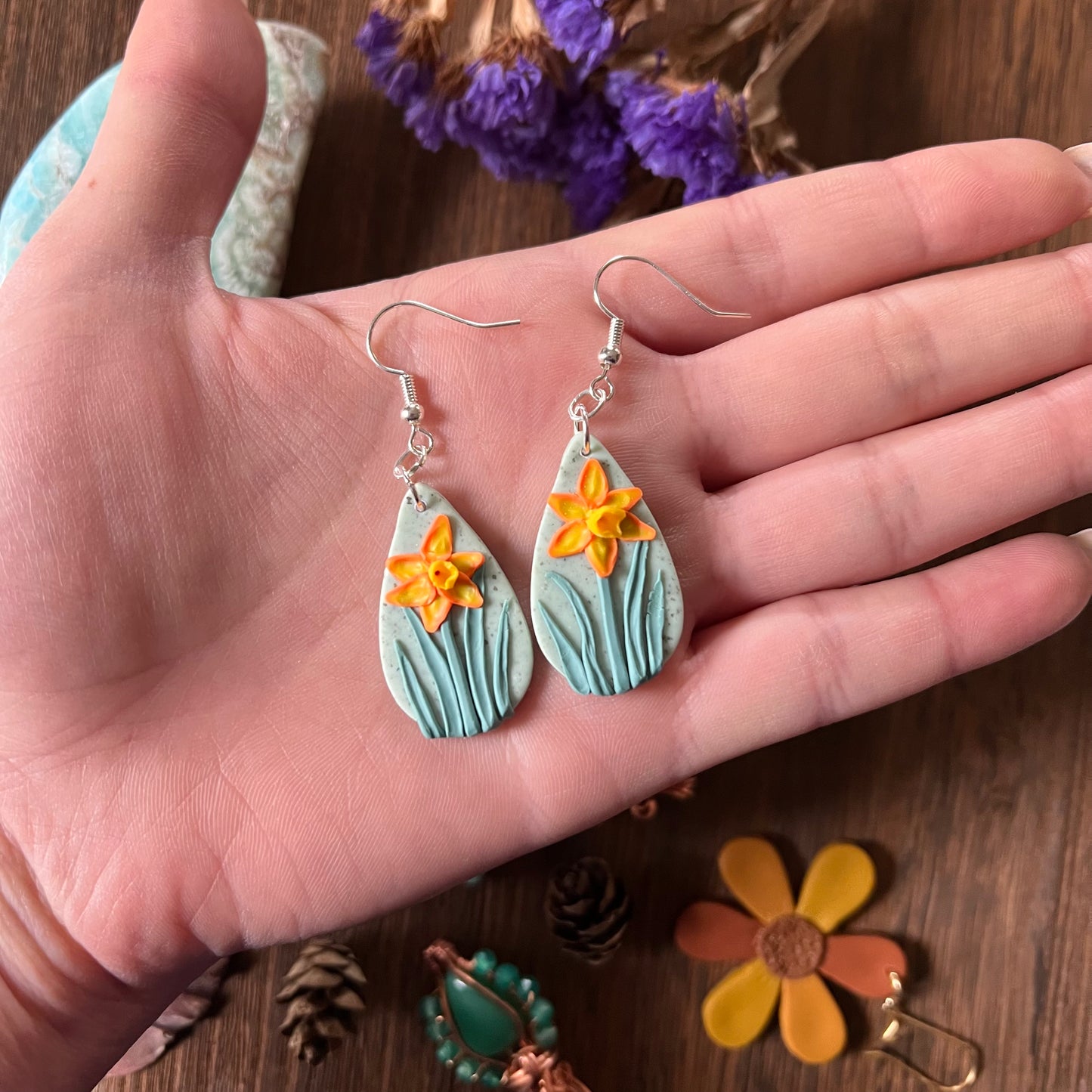 Daffodil Earrings - Hand-Sculpted - Simply Affinity