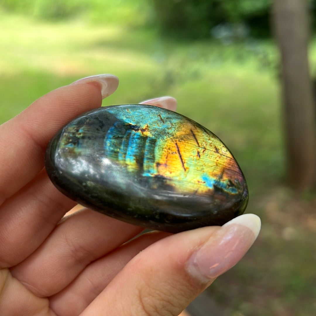 Rainbow Labradorite Palm Stone (#120) - Simply Affinity