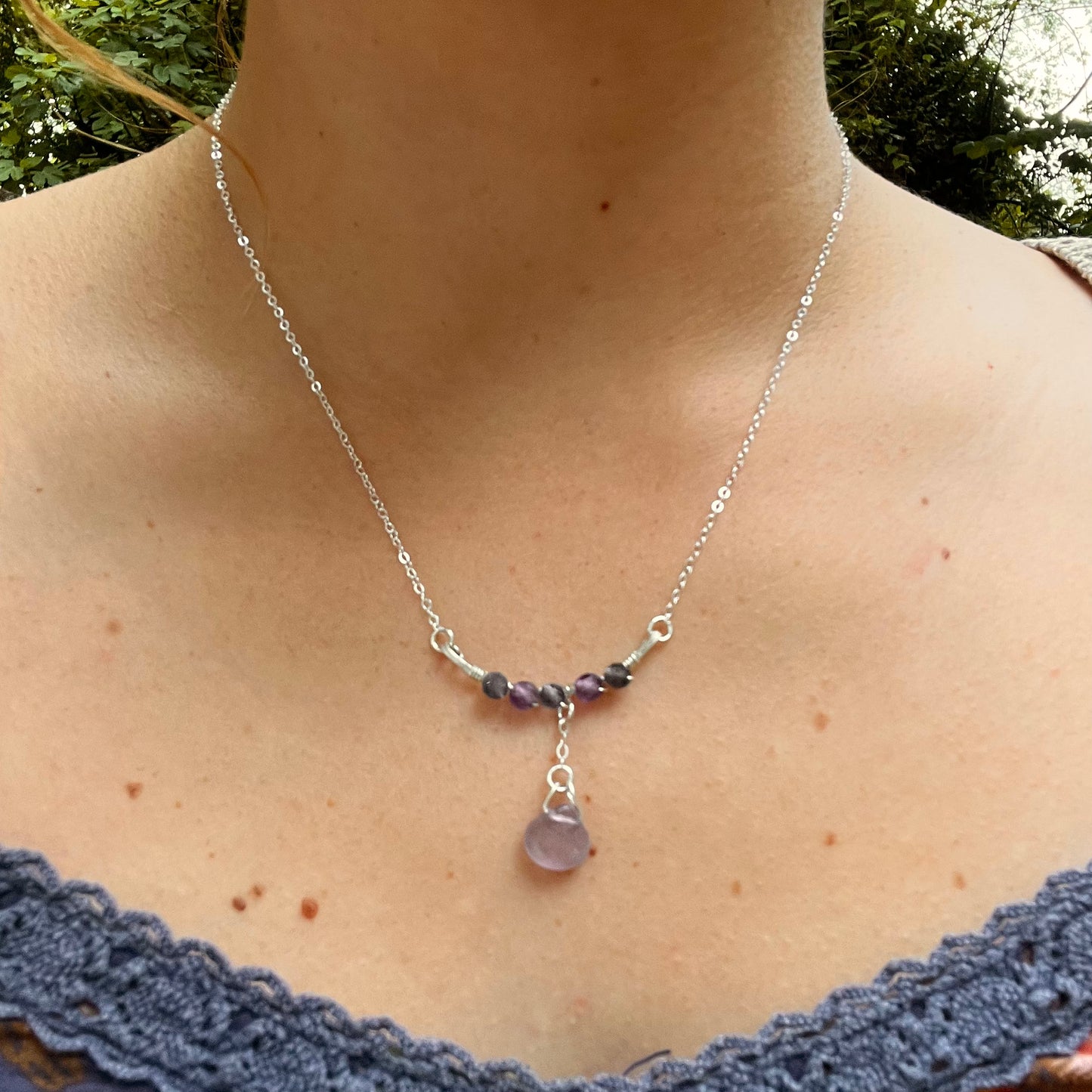 Dainty Amethyst & Iolite Necklace in Sterling Silver - Ready to Ship - Simply Affinity