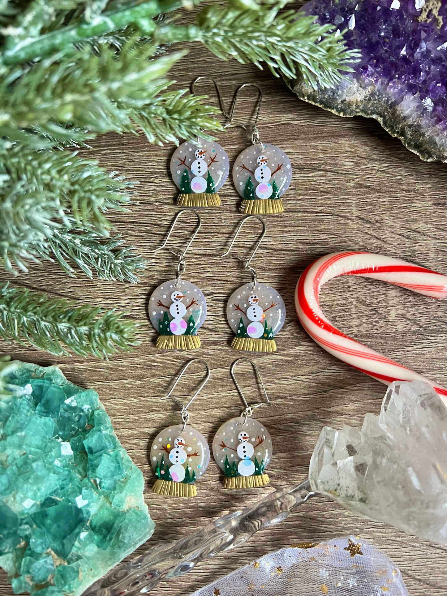 Snowmen Snow globes - Polymer Clay Earrings - Simply Affinity