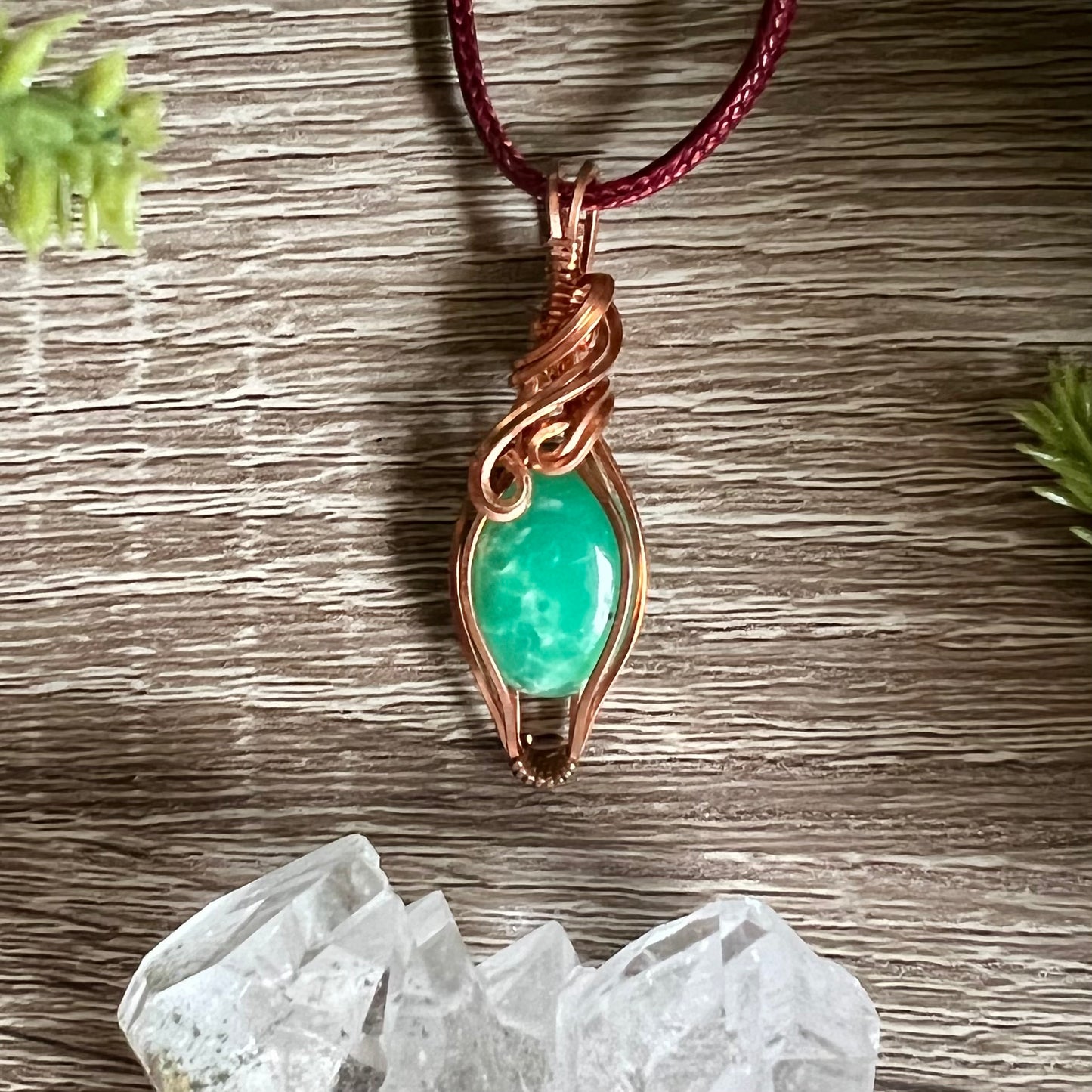 Wire-Wrapped Chrysoprase Pendant - Ready to Ship - Simply Affinity