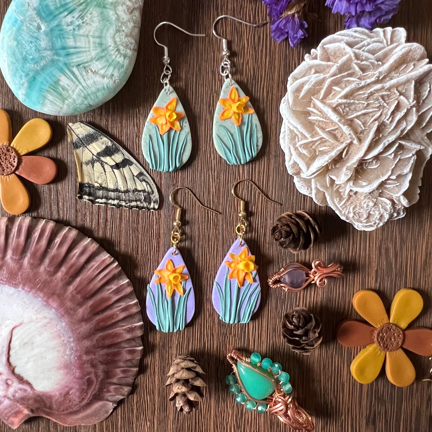 Daffodil Earrings - Hand-Sculpted - Simply Affinity