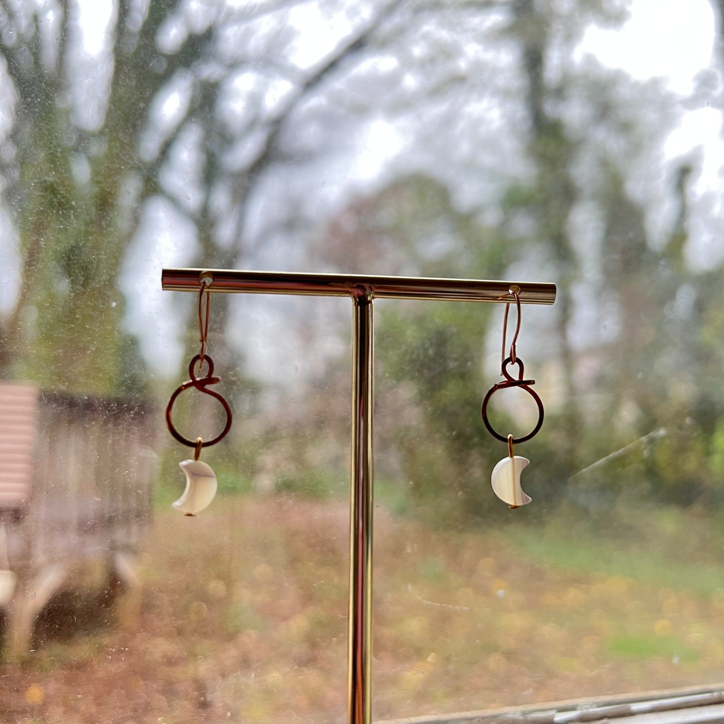 Mini Moon Hoop Earrings - Mother of Pearl