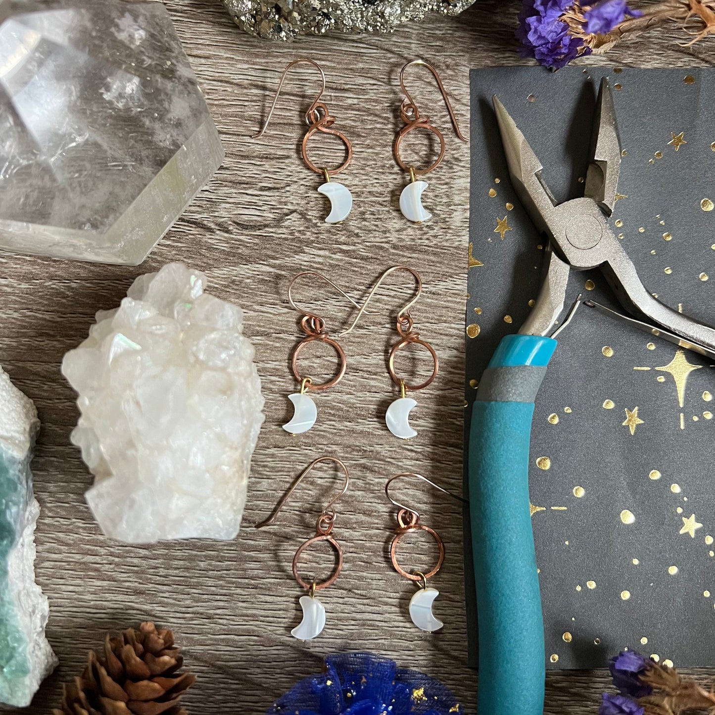 Mini Moon Hoop Earrings - Mother of Pearl