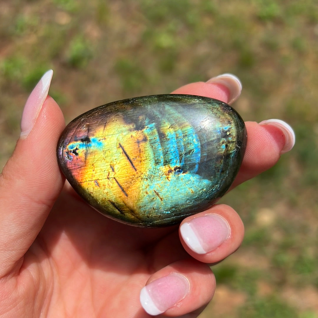 Rainbow Labradorite Palm Stone (#120) - Simply Affinity