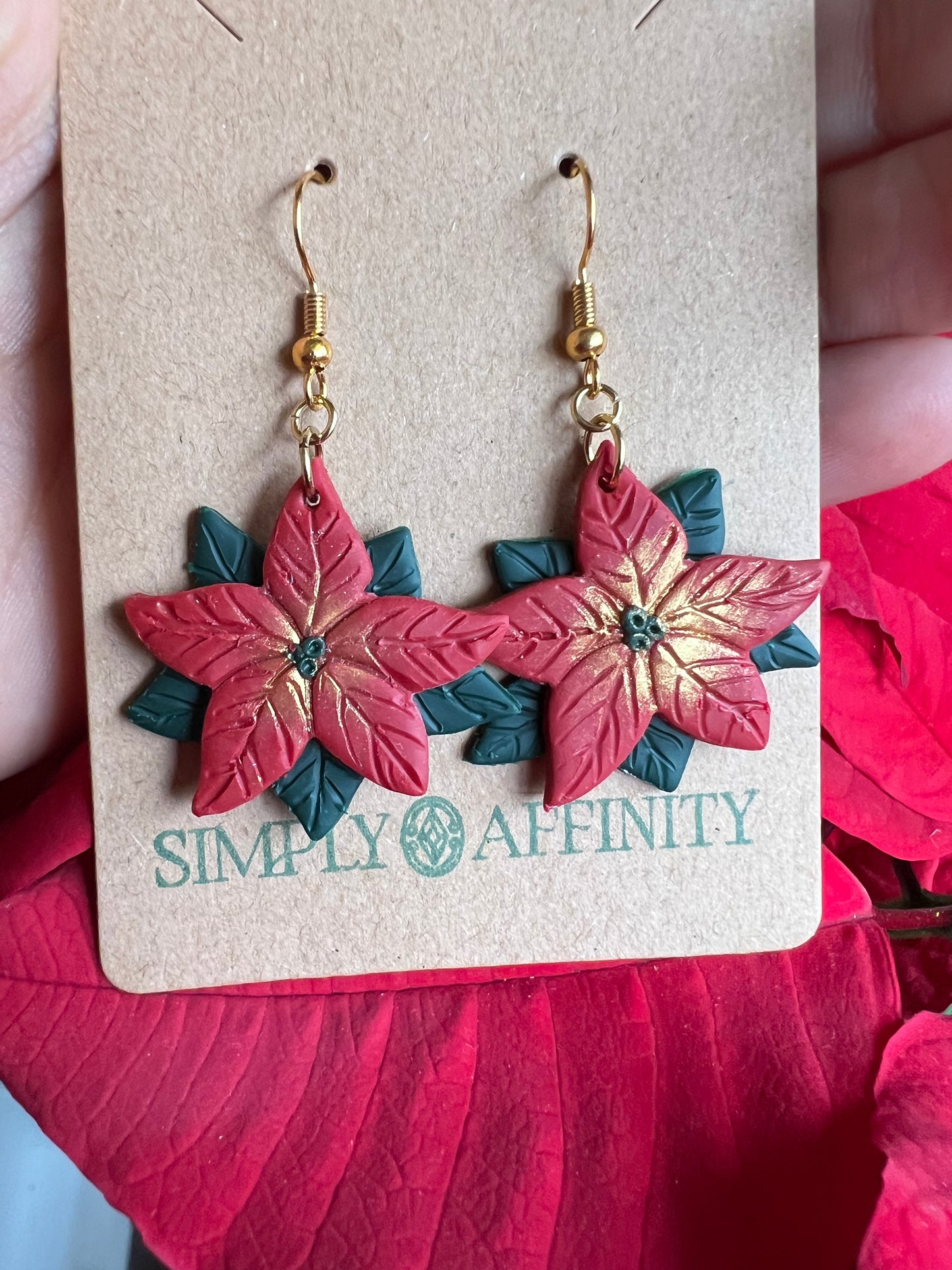 Poinsettia Polymer Clay Earrings - Simply Affinity