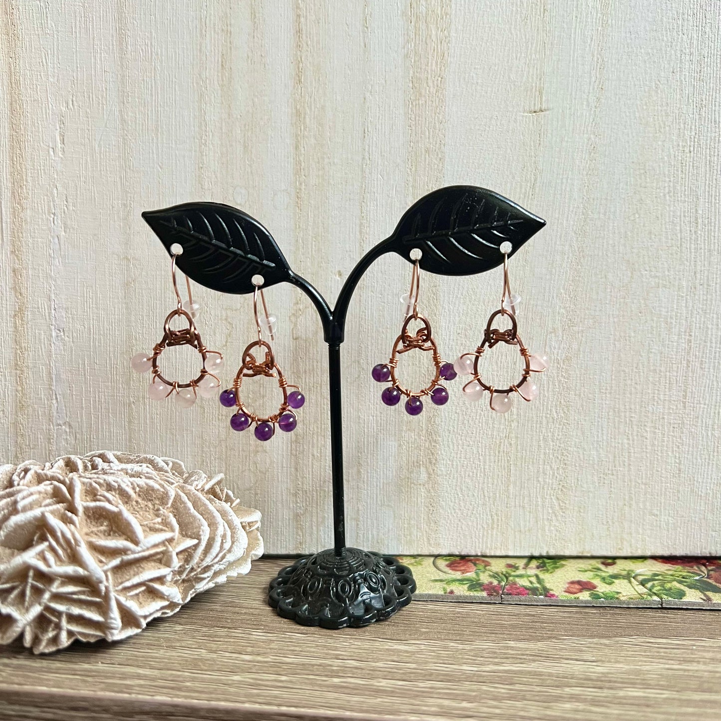 Lucky Amethyst or Rose Quartz Earrings - Simply Affinity