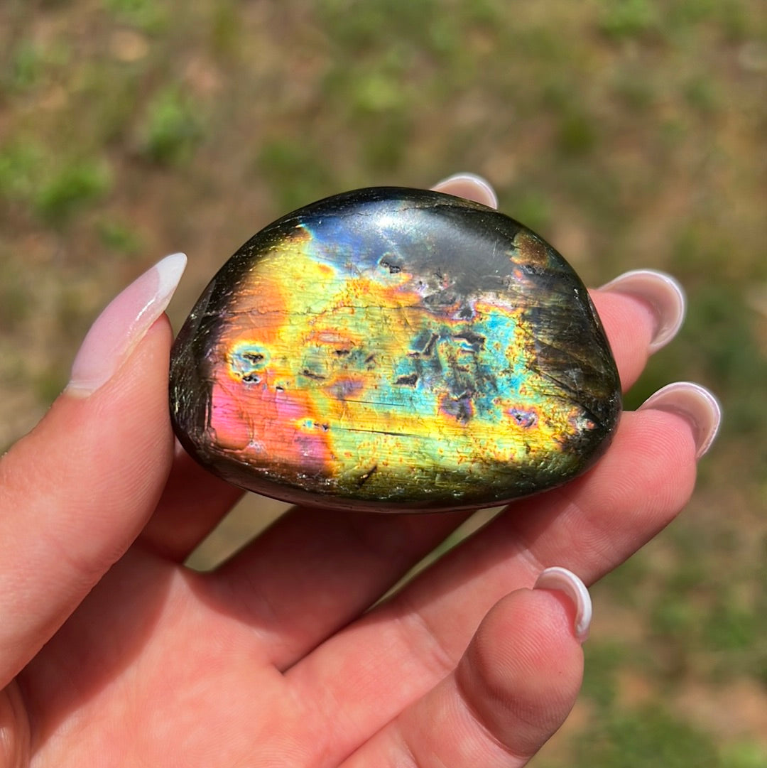Rainbow Labradorite Palm Stone (#120) - Simply Affinity