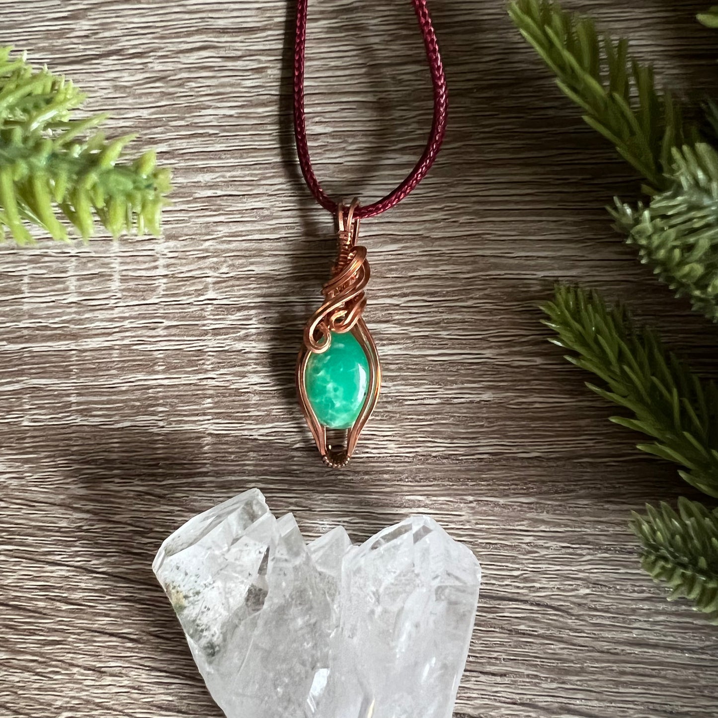 Wire-Wrapped Chrysoprase Pendant - Ready to Ship - Simply Affinity