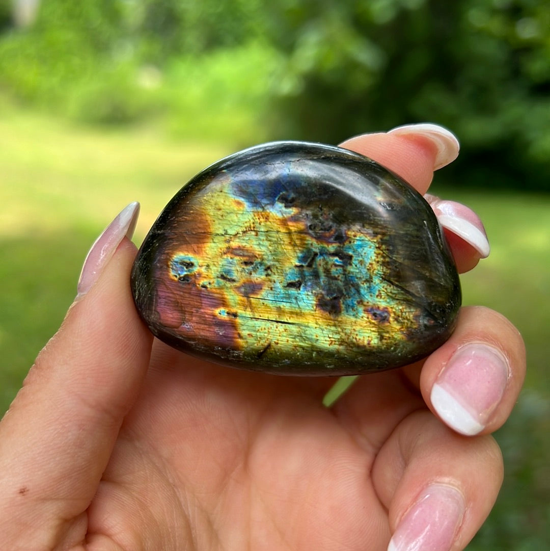 Rainbow Labradorite Palm Stone (#120) - Simply Affinity