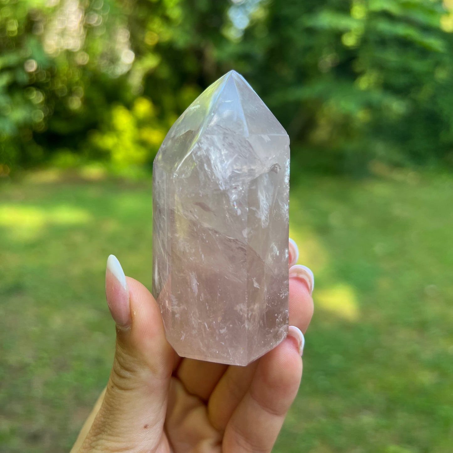 Rose Quartz Point with Rainbow Inclusions(#7) - Simply Affinity
