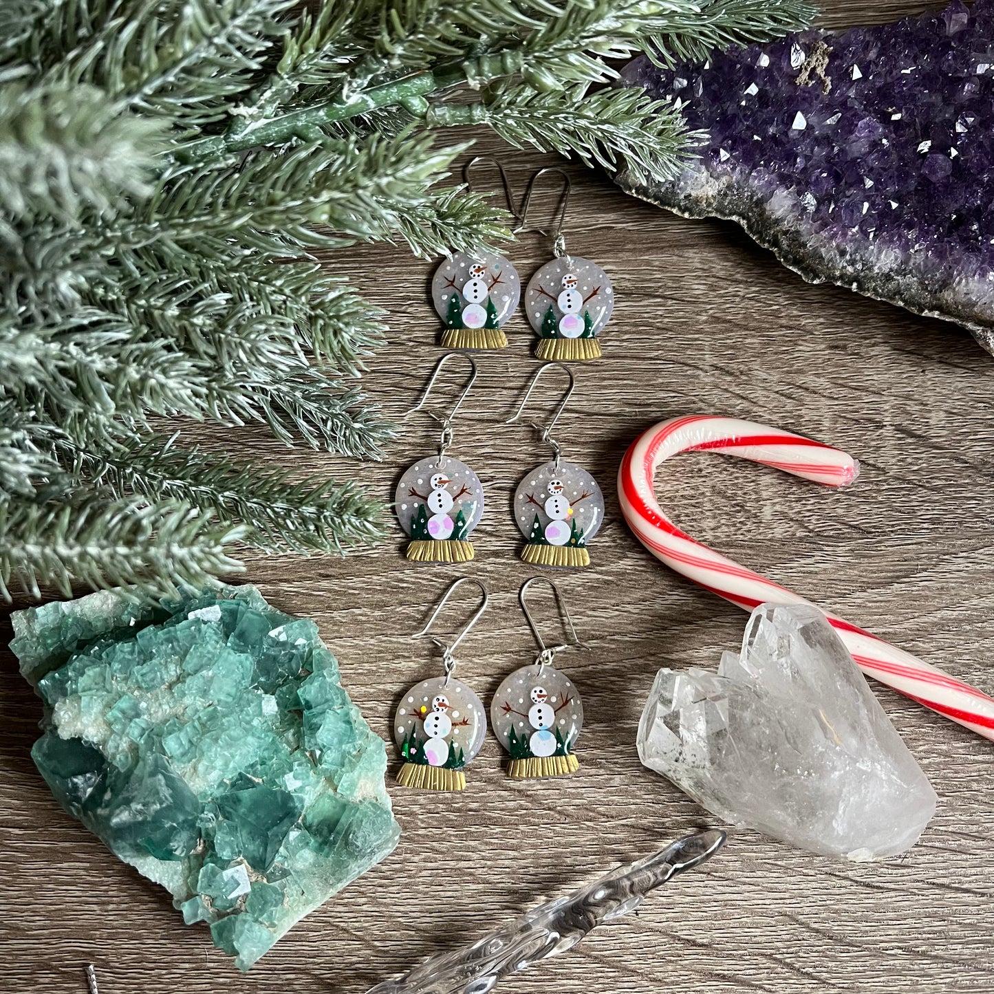 Snowmen Snow globes - Polymer Clay Earrings - Simply Affinity