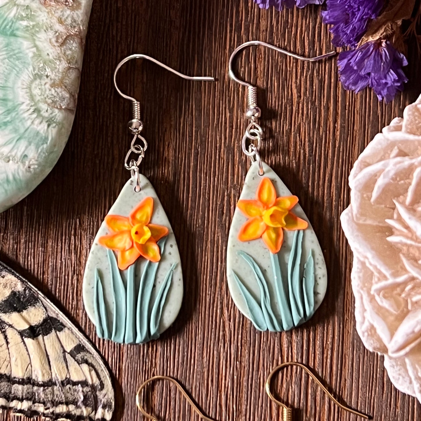 Daffodil Earrings - Hand-Sculpted - Simply Affinity