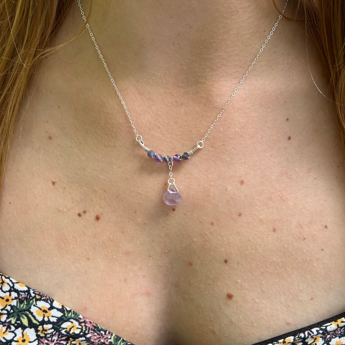 Dainty Amethyst & Iolite Necklace in Sterling Silver - Ready to Ship - Simply Affinity