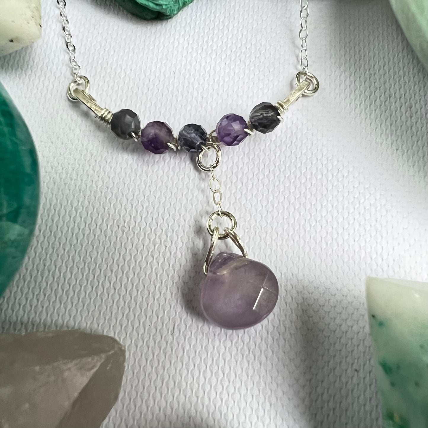 Dainty Amethyst & Iolite Necklace in Sterling Silver - Ready to Ship - Simply Affinity