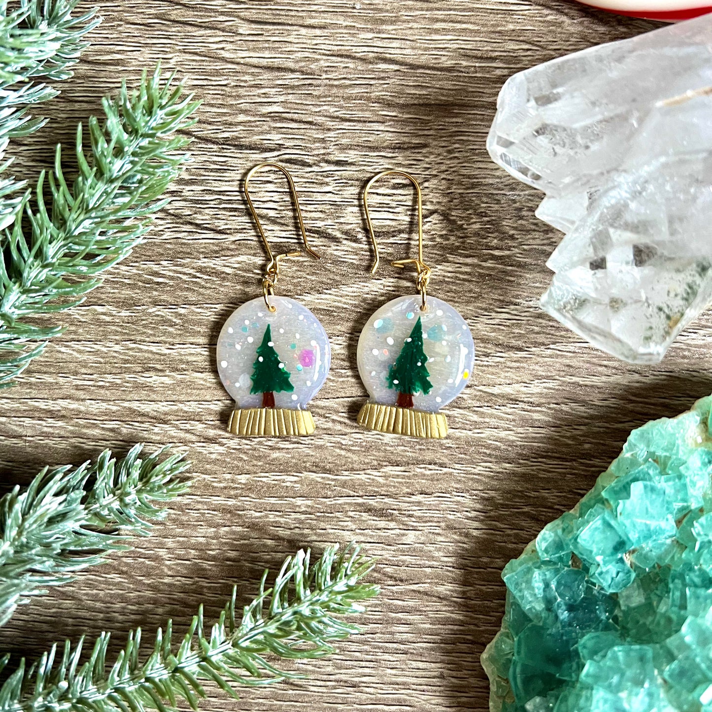 Tree Snow globes - Polymer Clay Earrings - Simply Affinity