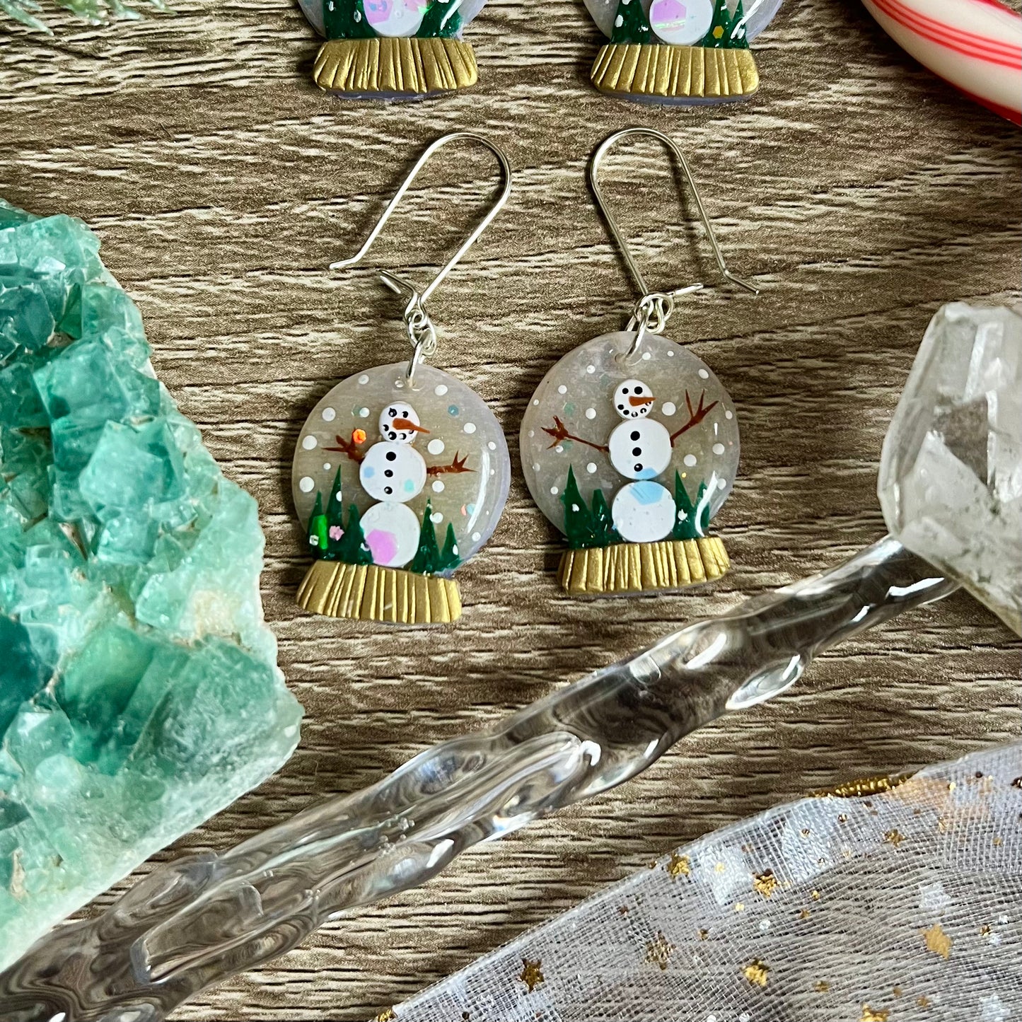 Snowmen Snow globes - Polymer Clay Earrings - Simply Affinity