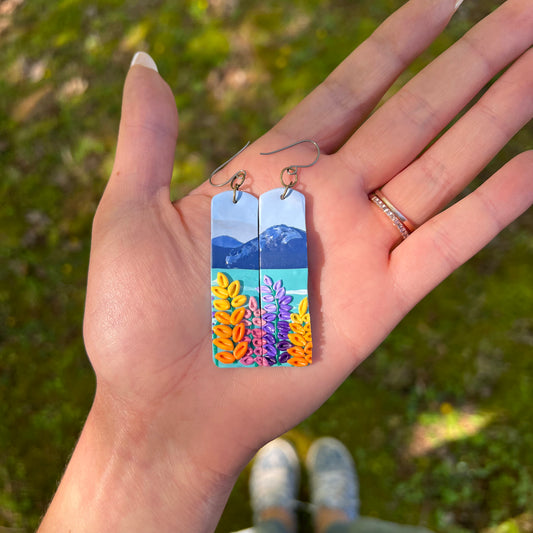 *NEW* Lakeside Floral Rectangle Earrings (OOAK)