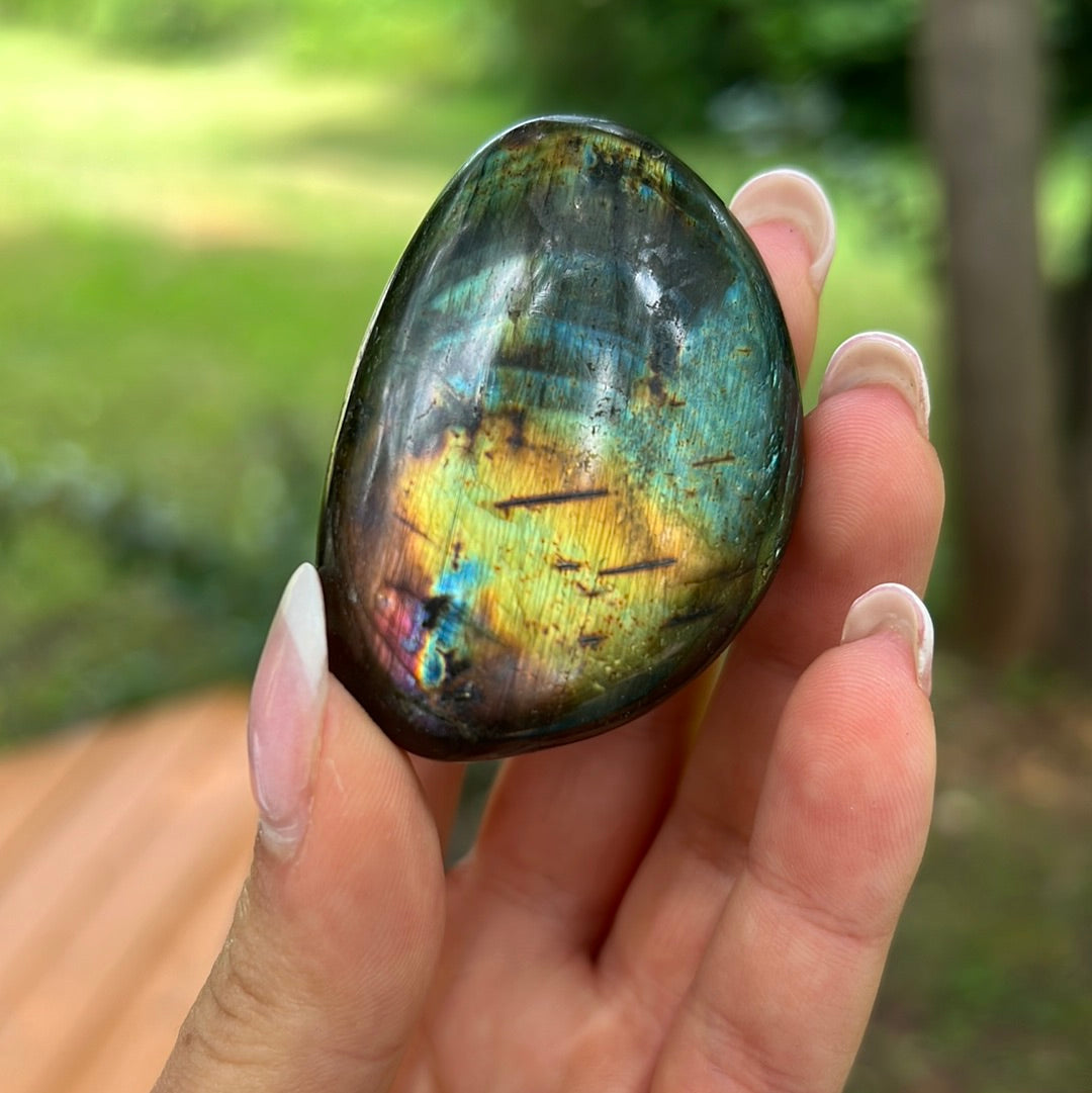 Rainbow Labradorite Palm Stone (#120) - Simply Affinity