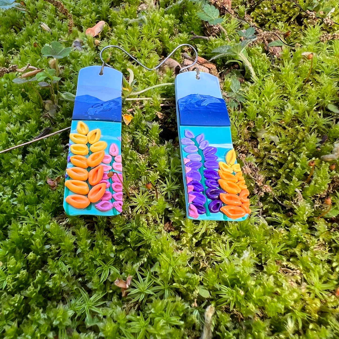 *NEW* Lakeside Floral Rectangle Earrings (OOAK)