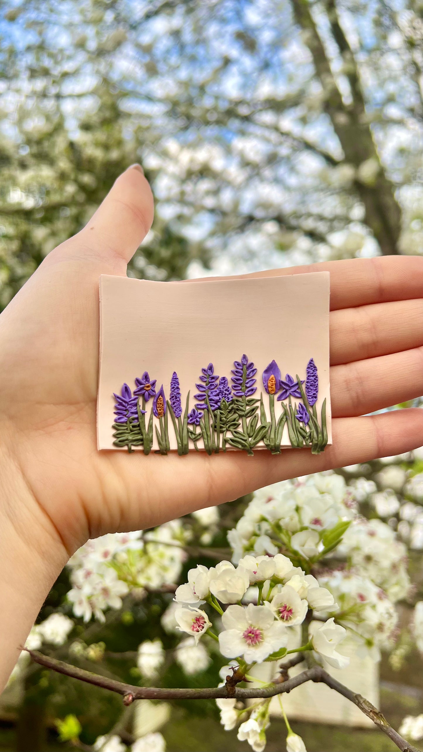 Lavender Floral Teardrop Earrings (OOAK)