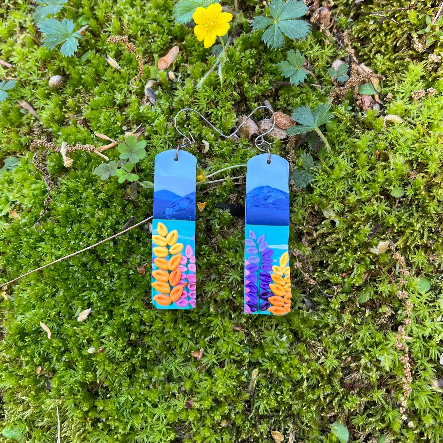*NEW* Lakeside Floral Rectangle Earrings (OOAK)