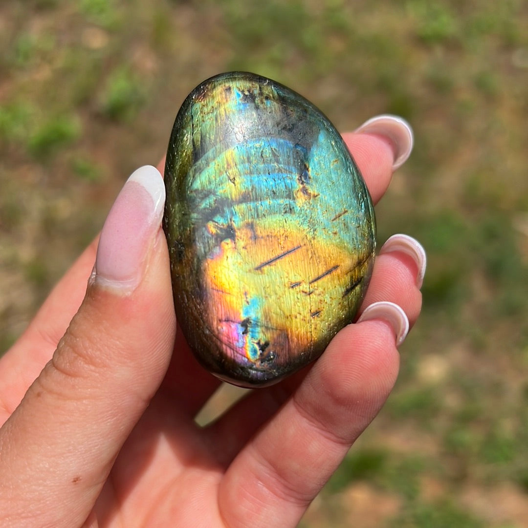 Rainbow Labradorite Palm Stone (#120) - Simply Affinity