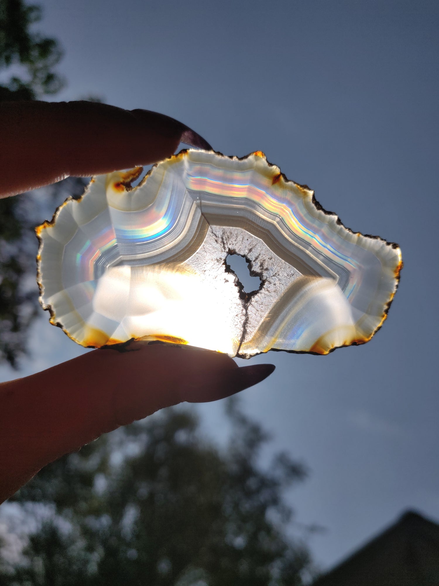Rainbow Iris Agate Slice from Indonesia