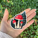 Red Mushrooms with Ferns Sticker