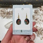 Black Oval Mushroom & Fern Earrings