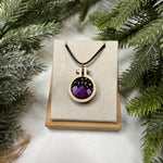 Hand-Embroidered Mountains & Stars Necklace (Purple)