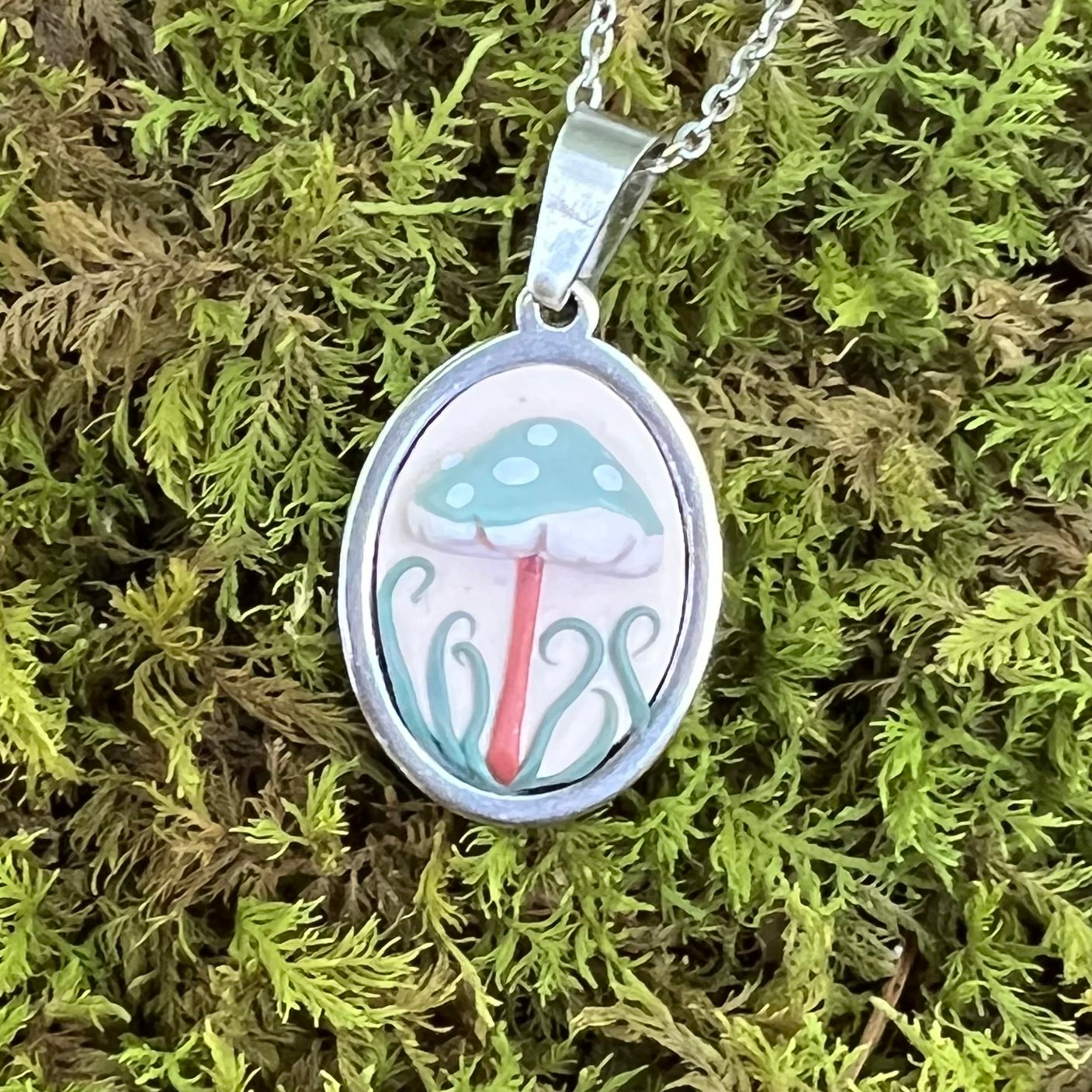 3D Green Mushroom Necklace